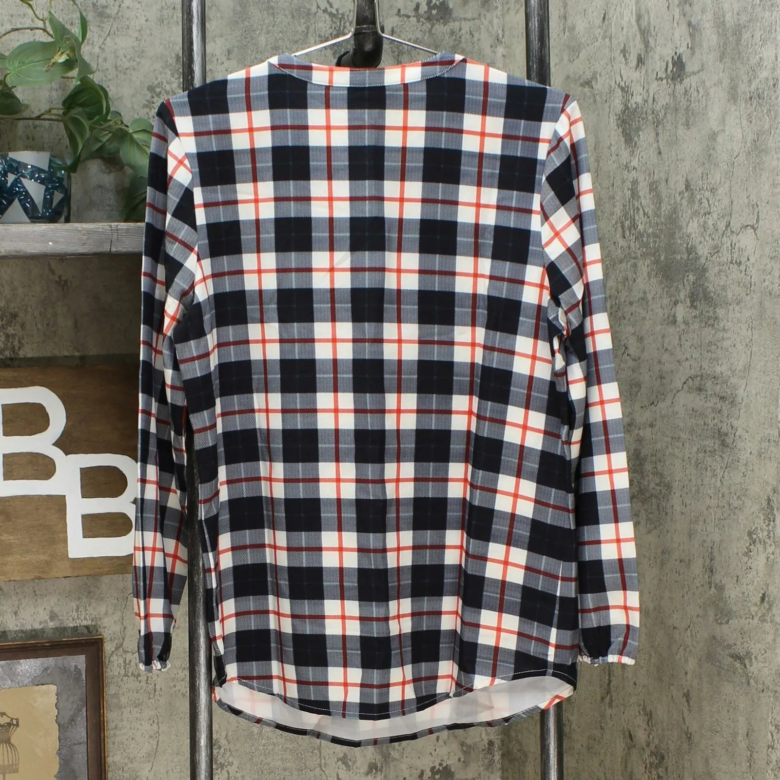 Lemon Way Women's Plaid Woven Long Sleeve Blouse