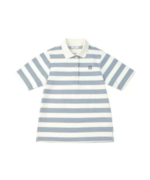 LENUCU Striped Collar T-Shirt - Sky Blue