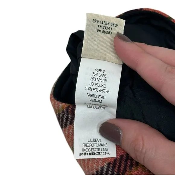 LL Bean Wool Plaid Tartan Skirt Straight Coral Orange Pink Wine - Size 12