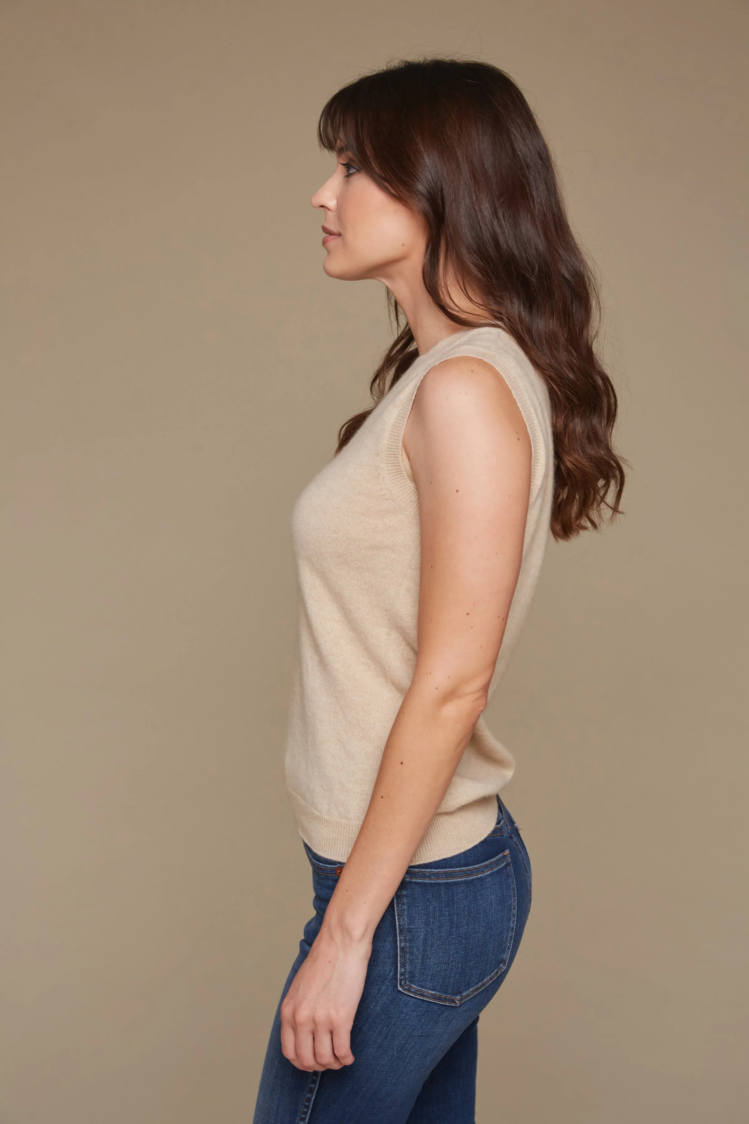 London Cashmere Shell Top - Tan
