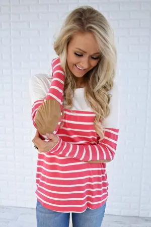 Long Sleeve Striped Top - Pink
