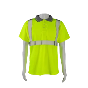 LPSS2 ANSI 107-2020 Class 2 Lime Birdseye Mesh Short Sleeve Polo-Shirt