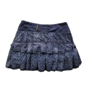 Lululemon Women's 4 Pace Setter Tennis Skirt Navy Print Lined Vented Pleated
