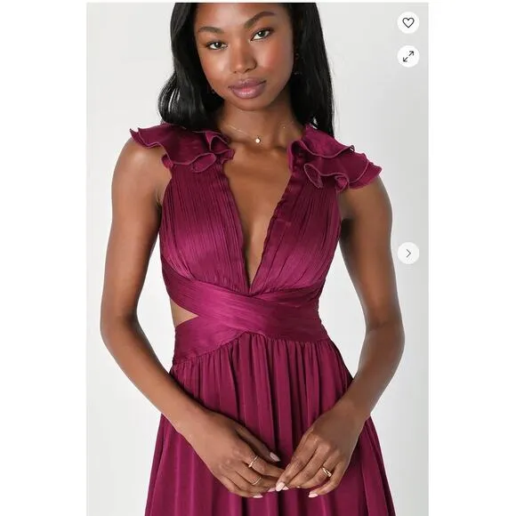 Lulus Plum Purple Lace-Up Midi Dress Size S