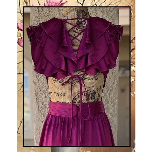 Lulus Plum Purple Lace-Up Midi Dress Size S