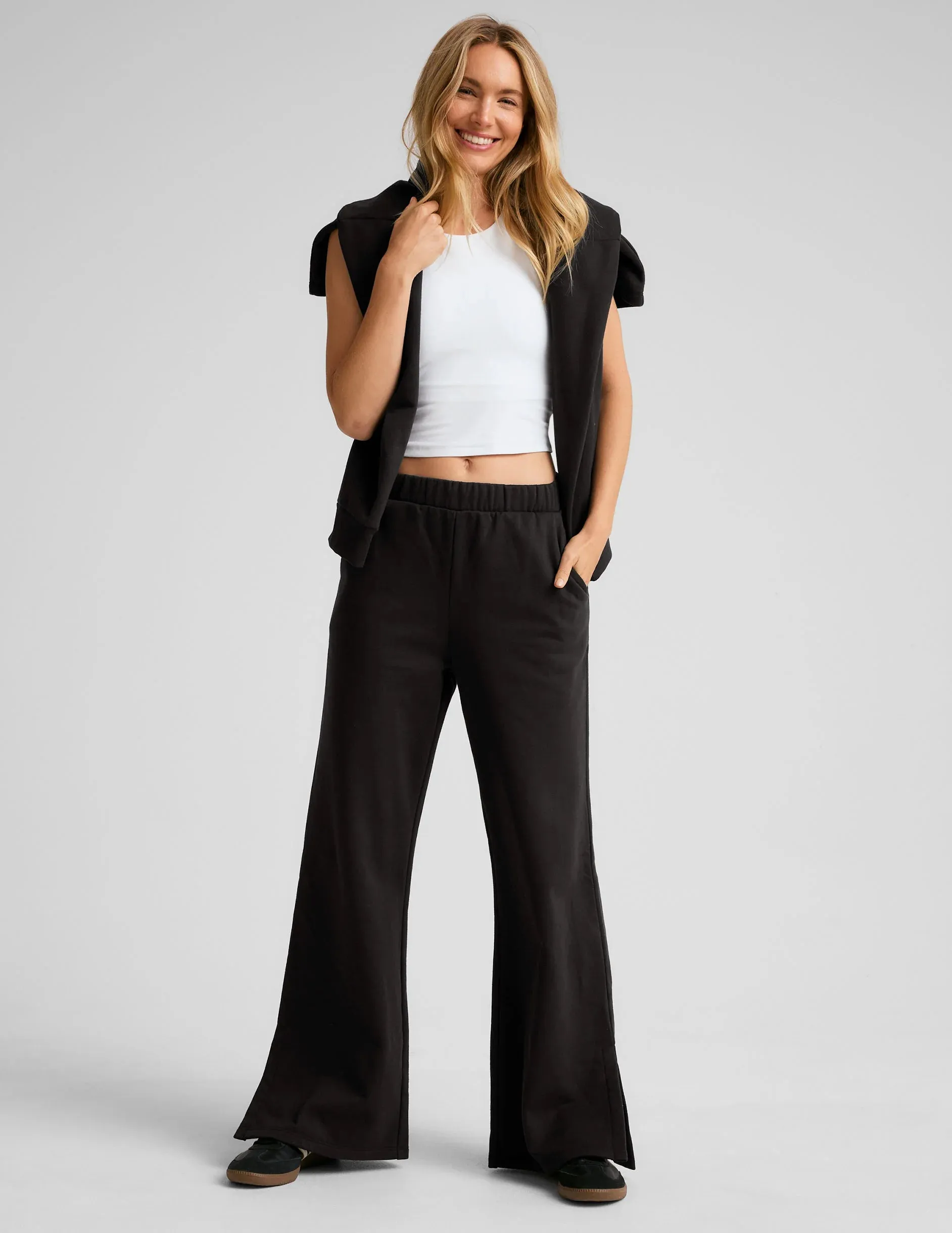 LuxeFleece Wide Leg Pant by Beyond Yoga | Black