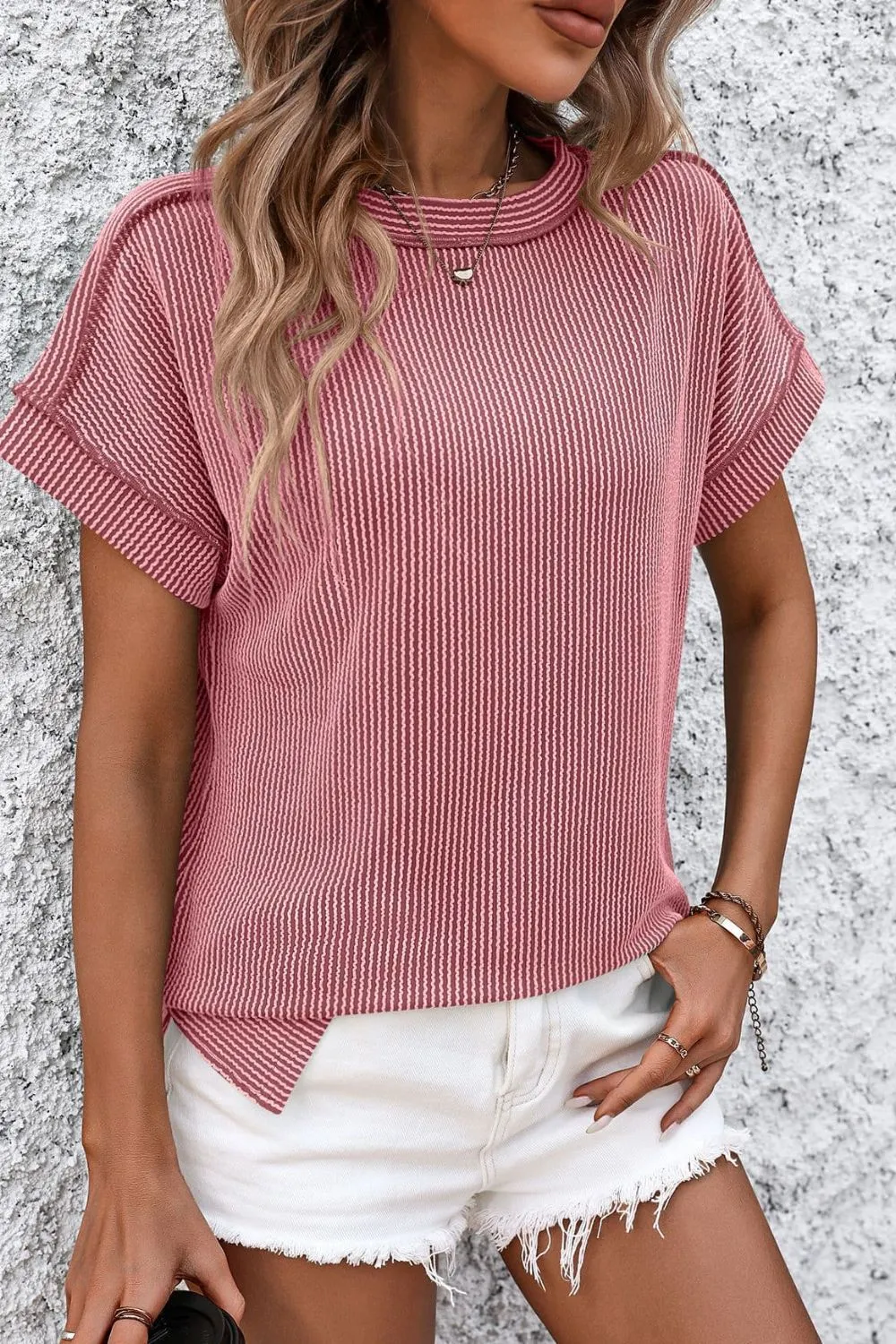 Lyla Striped Round Neck Short Sleeve T-Shirt - Online Exclusive