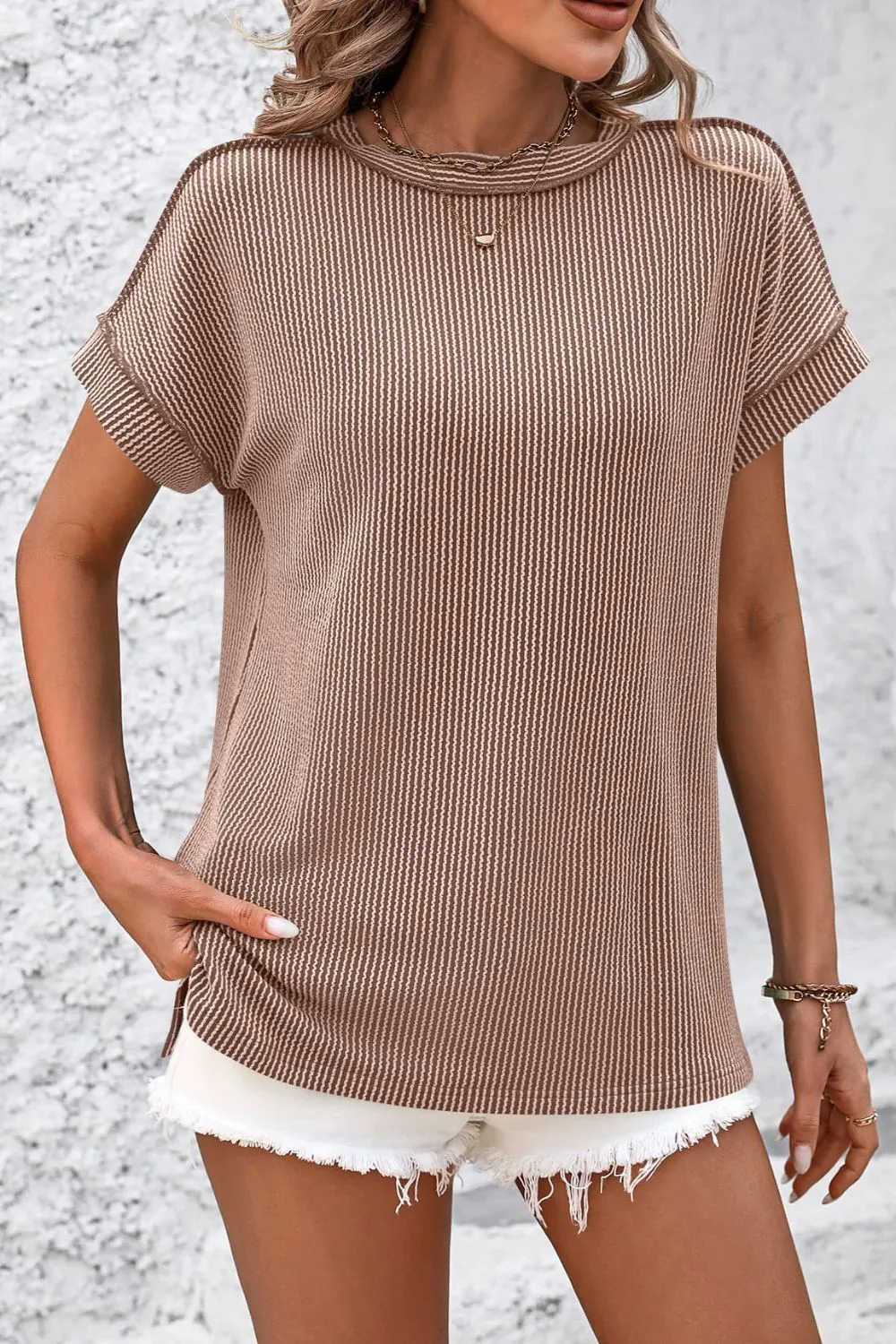 Lyla Striped Round Neck Short Sleeve T-Shirt - Online Exclusive