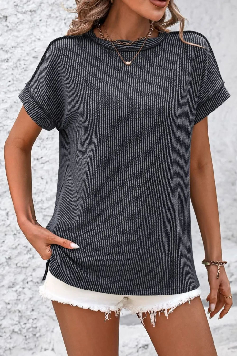 Lyla Striped Round Neck Short Sleeve T-Shirt - Online Exclusive