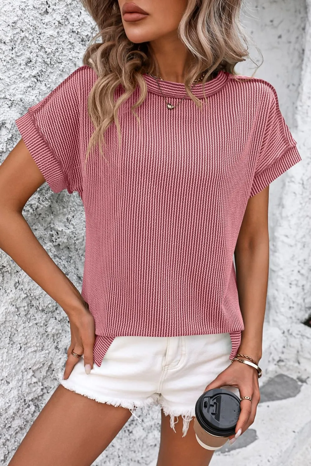 Lyla Striped Round Neck Short Sleeve T-Shirt - Online Exclusive
