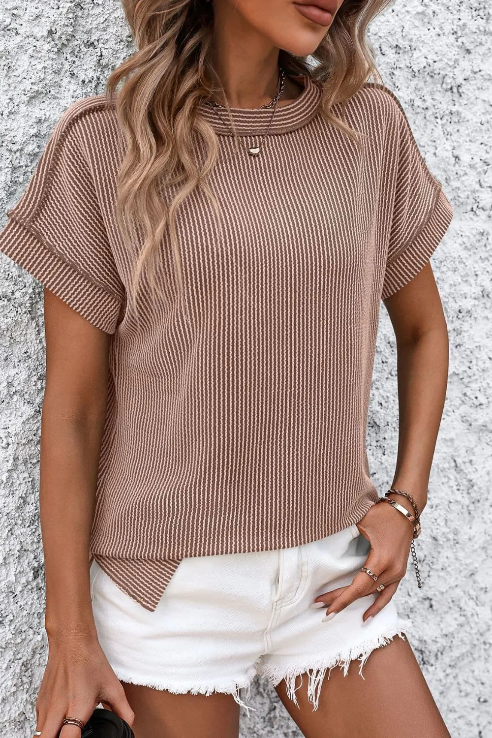 Lyla Striped Round Neck Short Sleeve T-Shirt - Online Exclusive