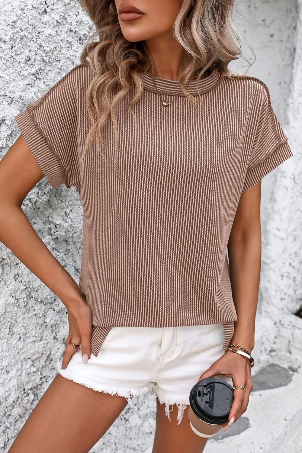 Lyla Striped Round Neck Short Sleeve T-Shirt - Online Exclusive