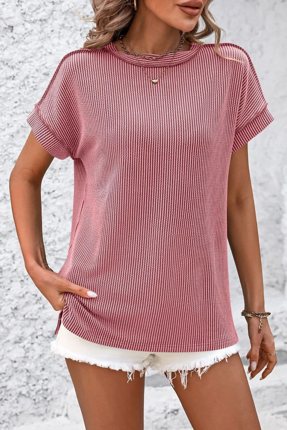 Lyla Striped Round Neck Short Sleeve T-Shirt - Online Exclusive