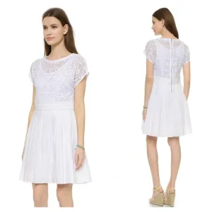 Madewell Geo Lace White Pleated Dress