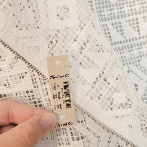 Madewell Geo Lace White Pleated Dress