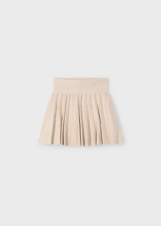 Mayoral 4358 Rose Jacquard Jumper and 4903 Sand Pleated Skirt In Stock Now
