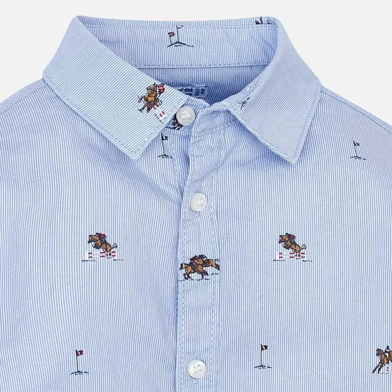 Mayoral Blue & White Striped Shirt