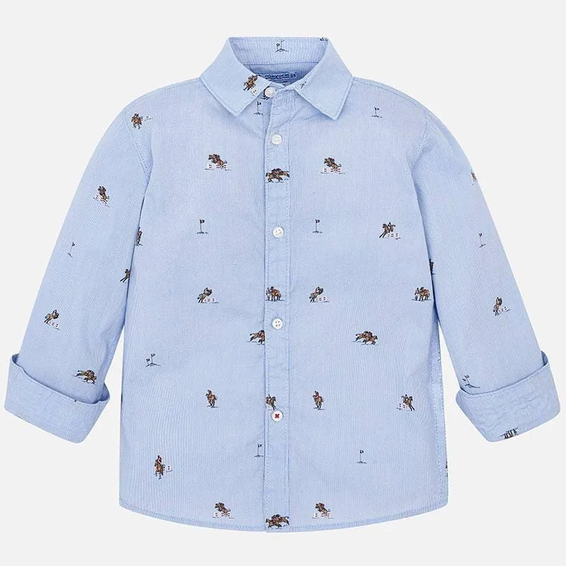 Mayoral Blue & White Striped Shirt