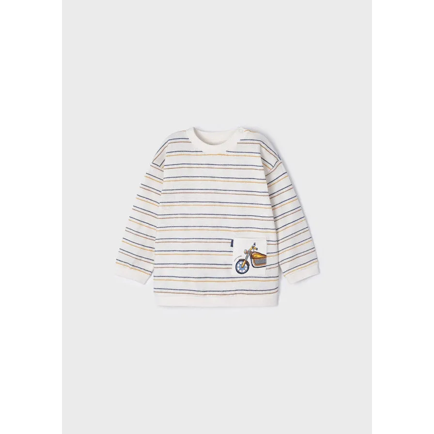 Mayoral Long Sleeve Striped Pocket Shirt - Corn/Blue