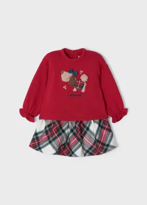 MAYORAL Mini Girls Red Tartan Skirt Set - CLEARANCE SALE