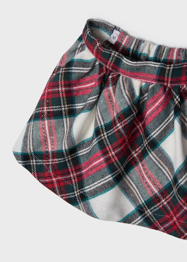 MAYORAL Mini Girls Red Tartan Skirt Set - CLEARANCE SALE