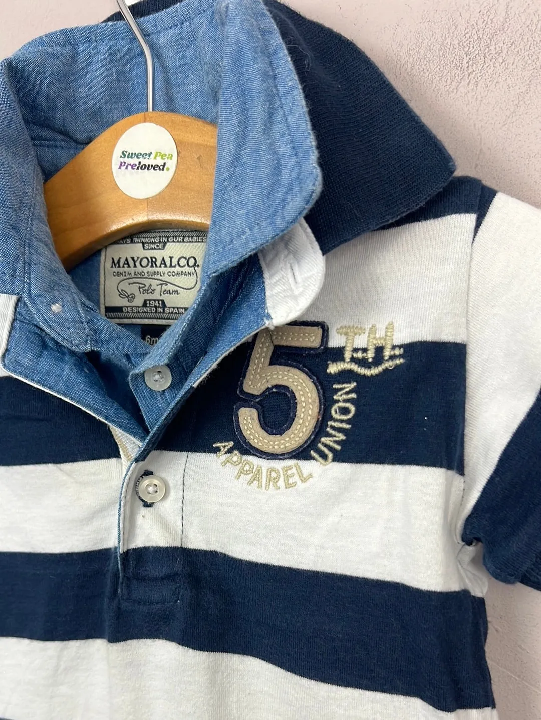 Mayoral Navy stripe Polo 6m