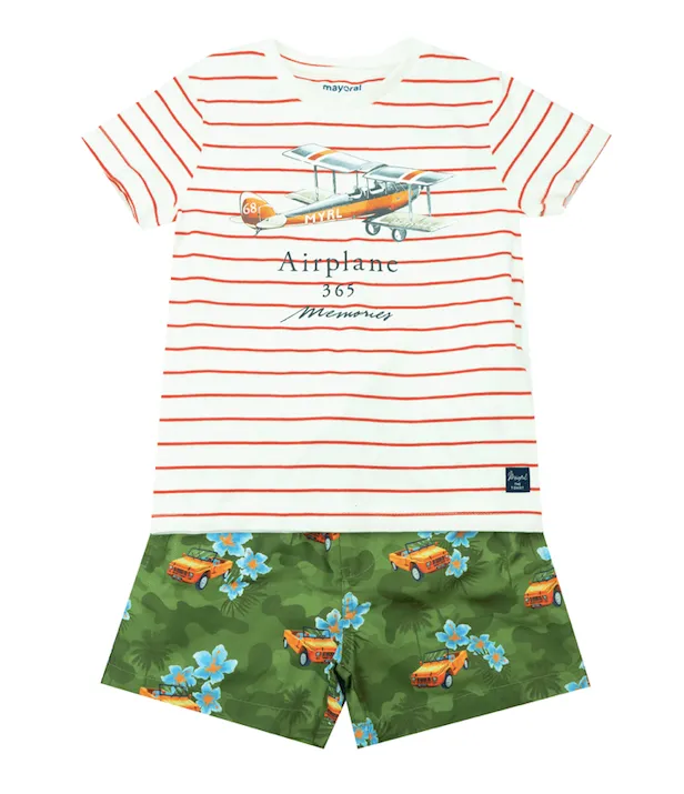 Mayoral- Striped Airplane Tee