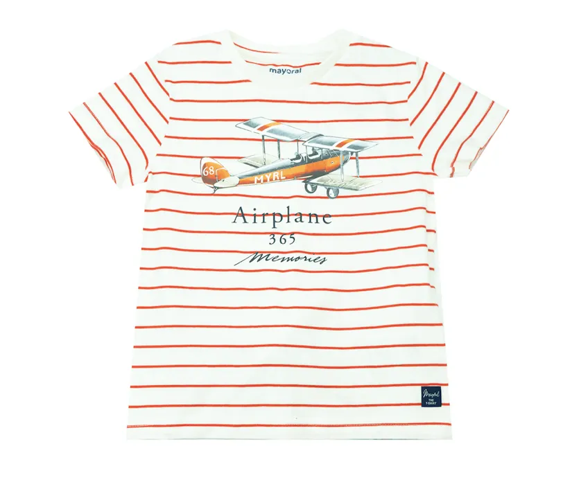 Mayoral- Striped Airplane Tee