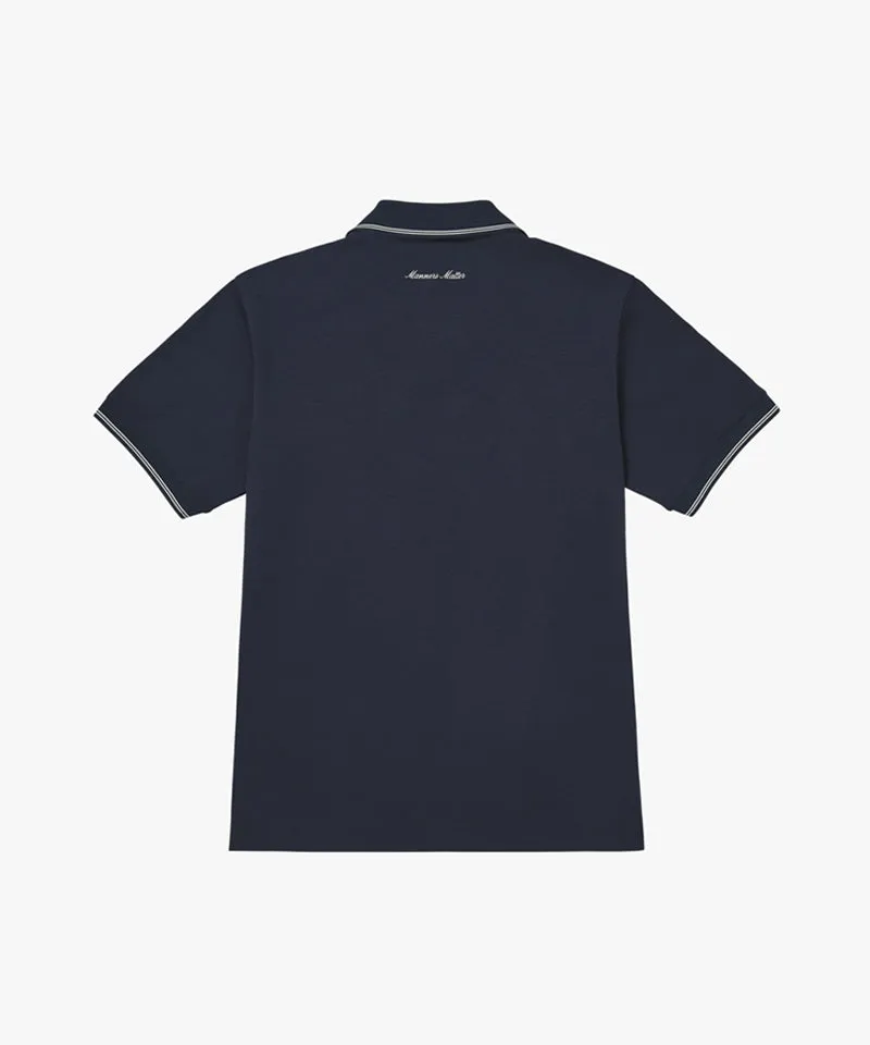 MCC Air Dry V-Neck Polo Shirt -  Dark Navy