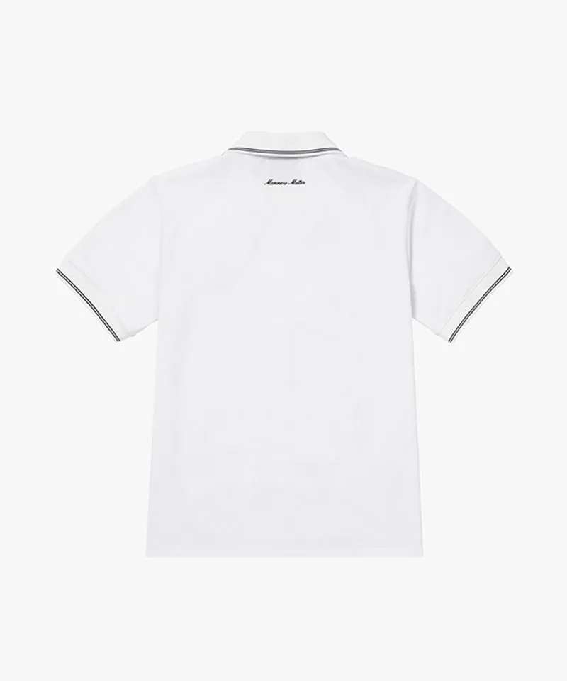 MCC Air Dry V-Neck Polo Shirt -  White