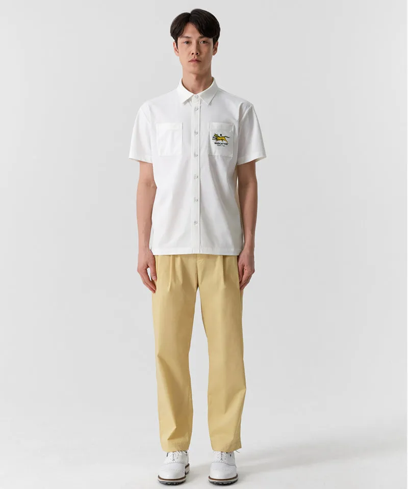 MCC Air Through Full Open Polo Shirt - White