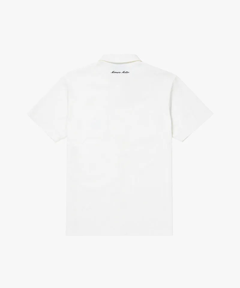 MCC Air Through Full Open Polo Shirt - White