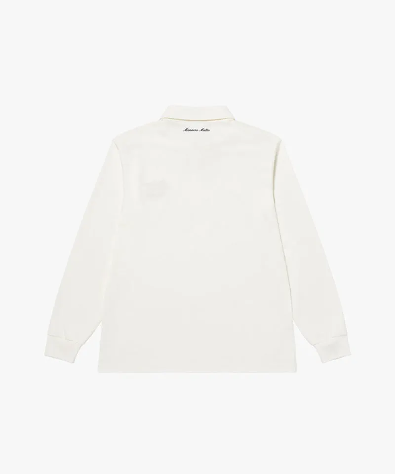 MCC Men's Stretch Cotton L/S Polo Shirt - Off White