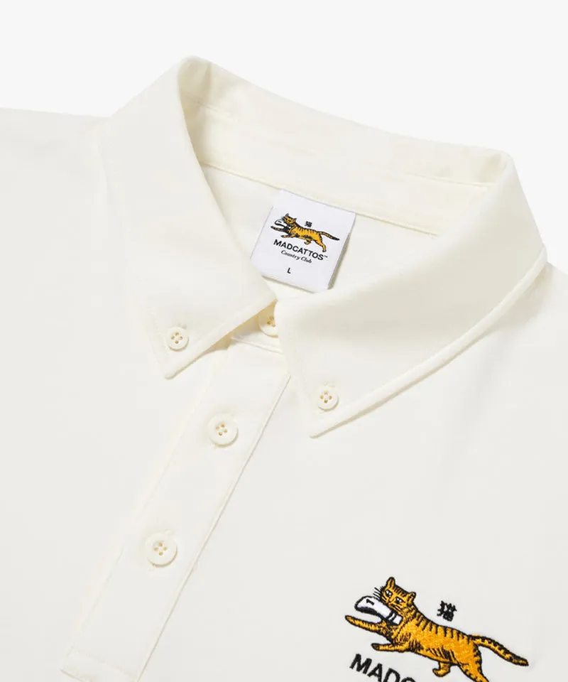 MCC Men's Stretch Cotton L/S Polo Shirt - Off White