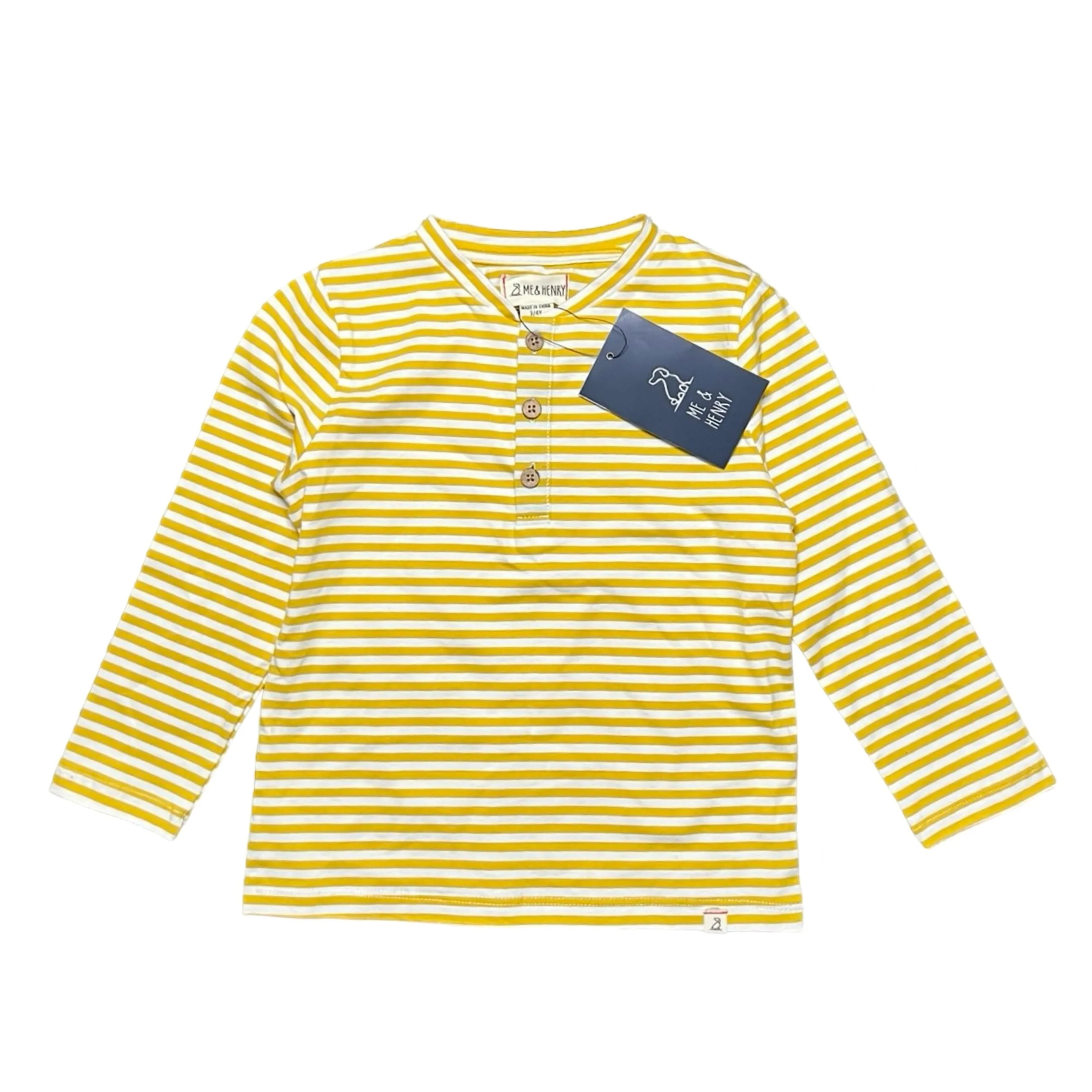 Me & Henry Yellow/White Striped Henley