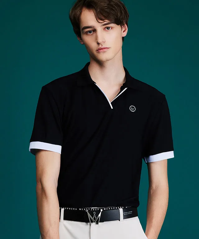 MEASPHERA MEN REGULAR-FIT OPEN COLLAR POLO SHIRT