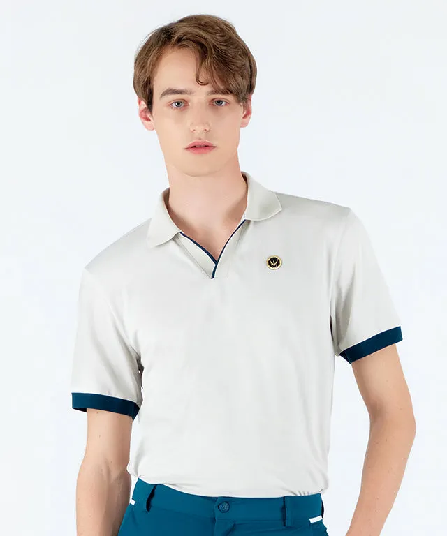 MEASPHERA MEN REGULAR-FIT OPEN COLLAR POLO SHIRT