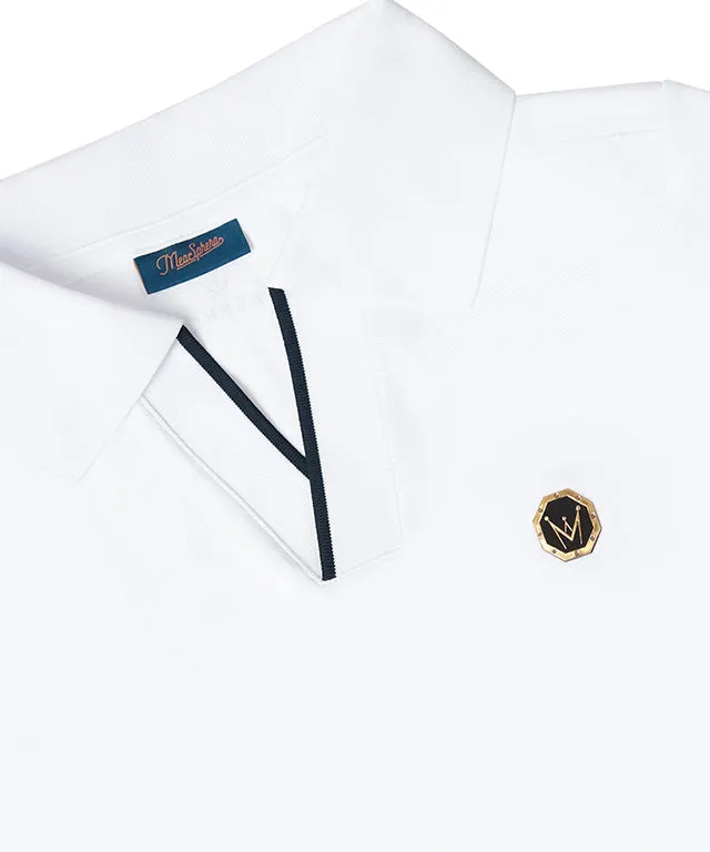 MEASPHERA MEN REGULAR-FIT OPEN COLLAR POLO SHIRT