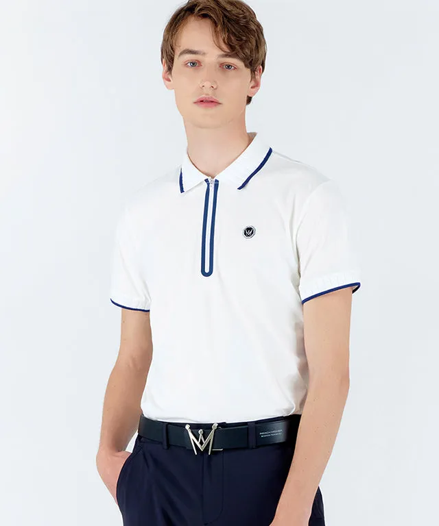 MEASPHERA MEN REGULAR-FIT ZIPPED POLO