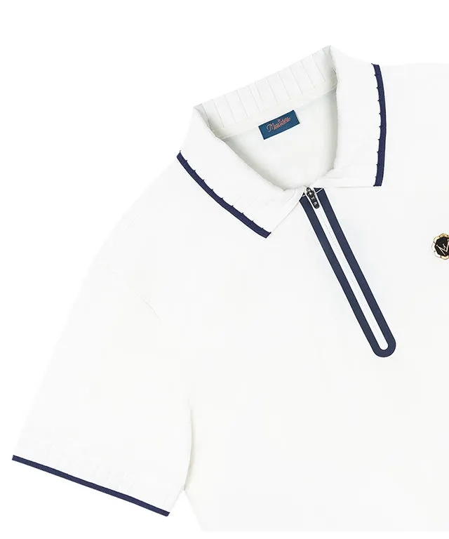 MEASPHERA MEN REGULAR-FIT ZIPPED POLO