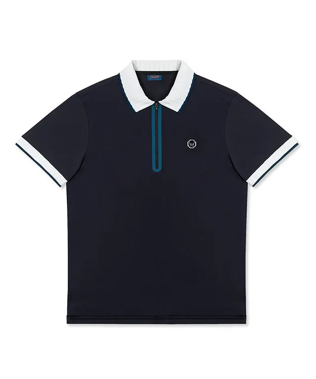 MEASPHERA MEN REGULAR-FIT ZIPPED POLO