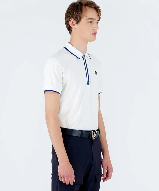 MEASPHERA MEN REGULAR-FIT ZIPPED POLO
