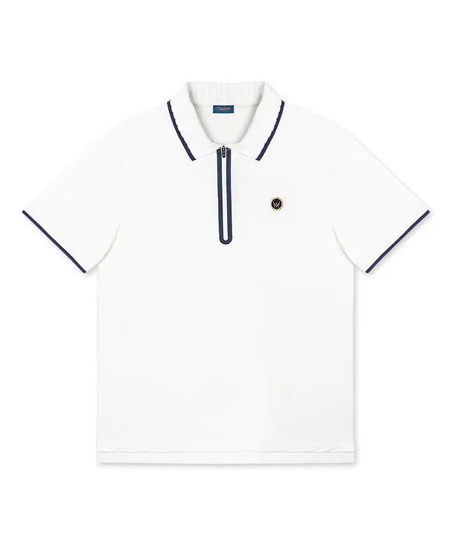 MEASPHERA MEN REGULAR-FIT ZIPPED POLO