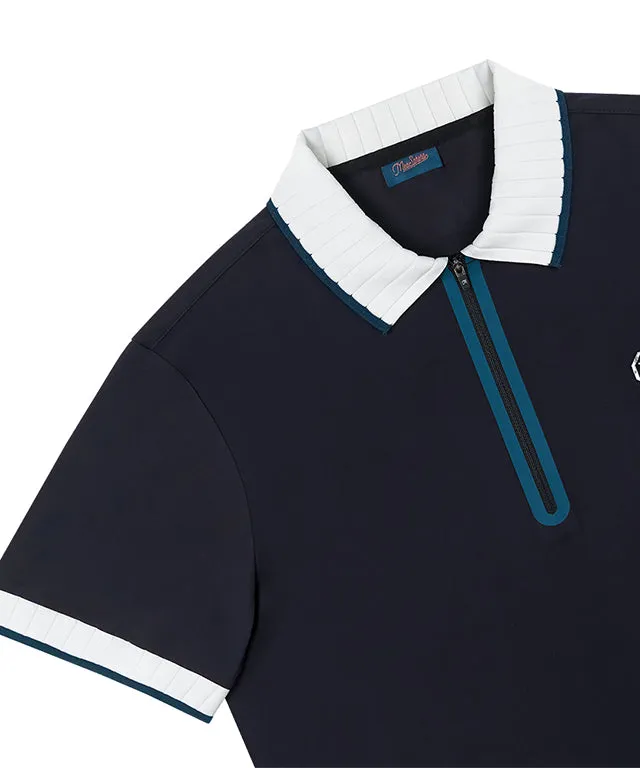 MEASPHERA MEN REGULAR-FIT ZIPPED POLO