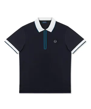 MEASPHERA MEN REGULAR-FIT ZIPPED POLO