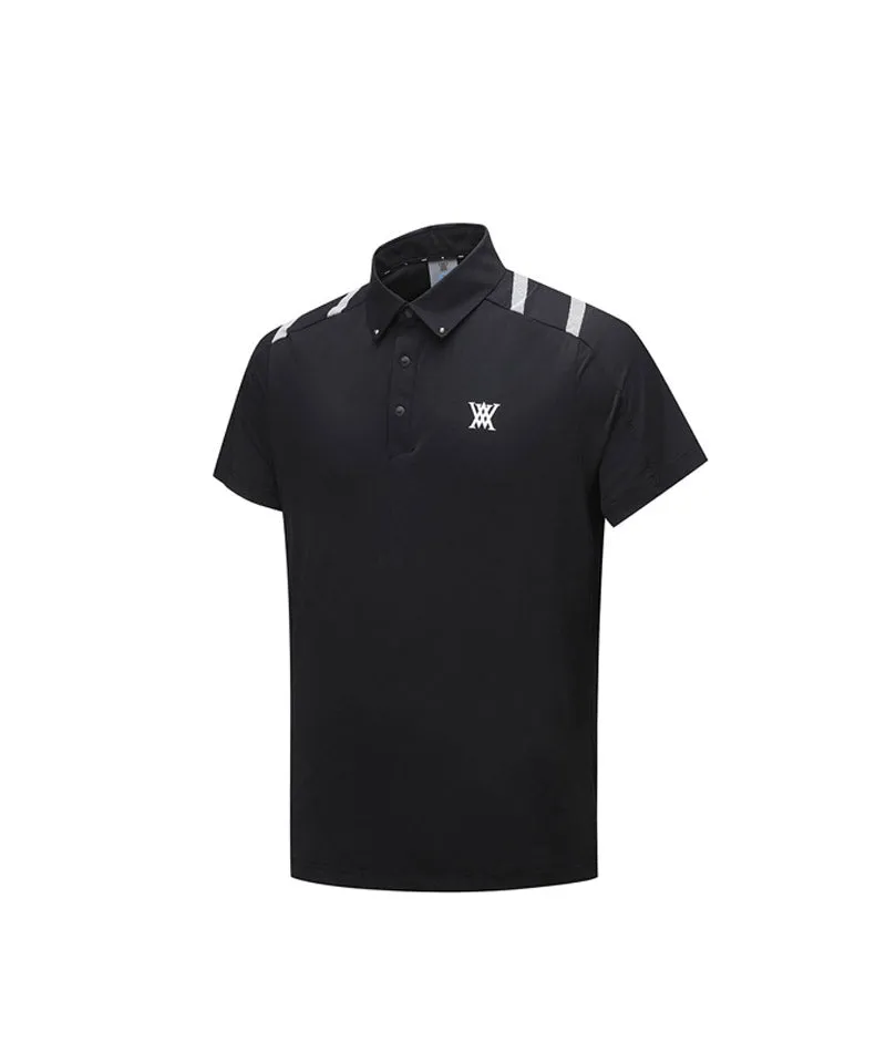 Men Ice Dots Logo Pattern Short T-Shirt - Black