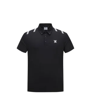 Men Ice Dots Logo Pattern Short T-Shirt - Black