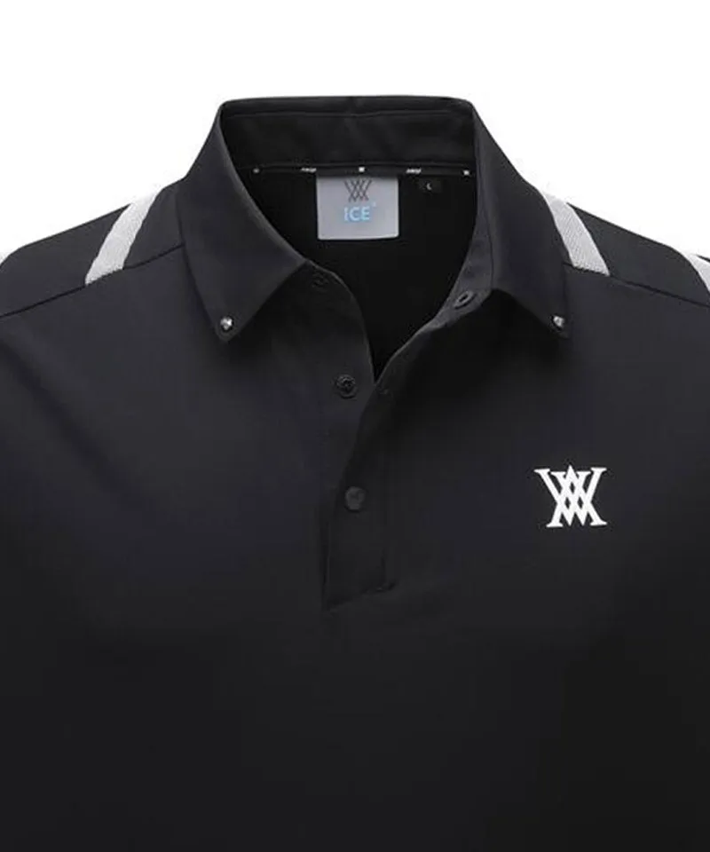 Men Ice Dots Logo Pattern Short T-Shirt - Black