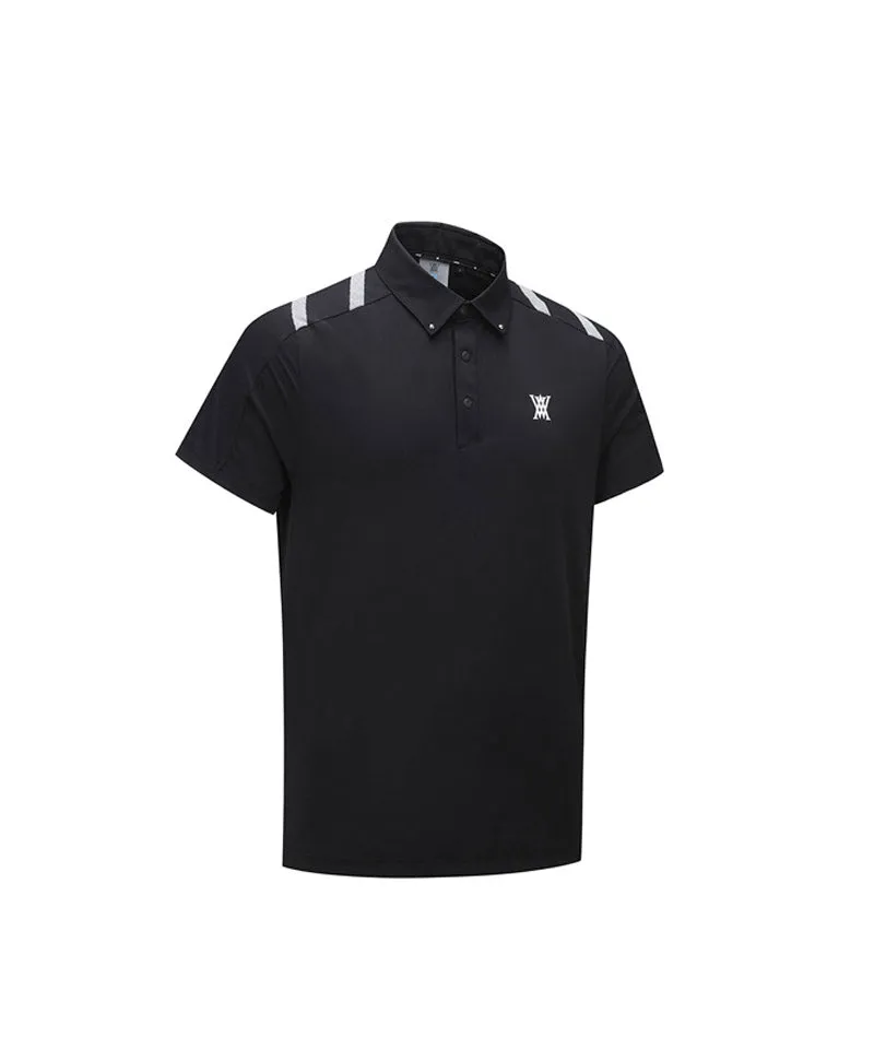 Men Ice Dots Logo Pattern Short T-Shirt - Black