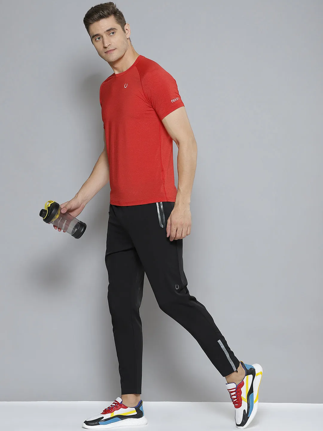Men Red Anti Odour Gym T-shirt